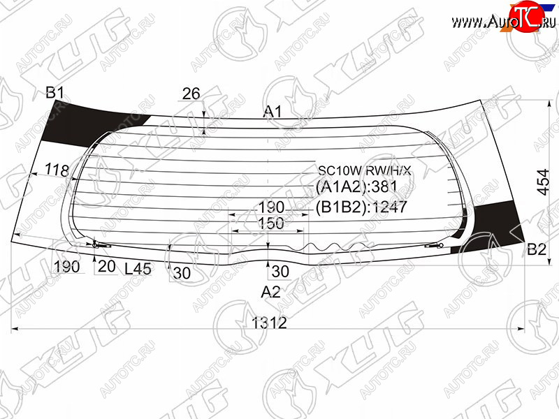 7 999 р. Стекло заднее (Цвет зеленый Обогрев) Scion xA 04-06  Toyota Ist 02-07 XYG SC10W RW/H/X  с доставкой в г. Воронеж