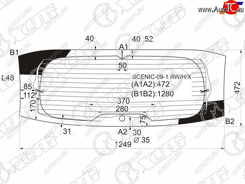 12 699 р. Стекло заднее (Цвет зеленый Обогрев Антенна) Renault Grand Scenic 09-16 XYG SCENIC-09-1 RW/H/X  с доставкой в г. Воронеж