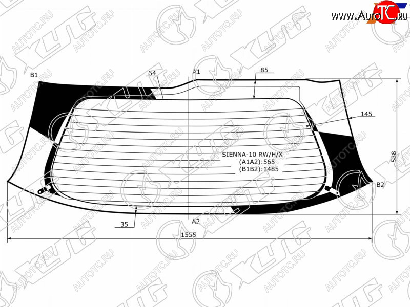 12 899 р. Стекло заднее (Цвет зеленый Обогрев) Toyota Sienna 10-20 XYG SIENNA-10 RW/H/X  с доставкой в г. Воронеж
