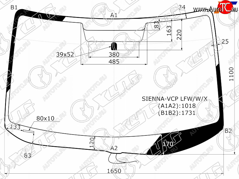 9 999 р. Стекло лобовое (Обогрев щеток) Toyota Sienna 03-09 XYG SIENNA-VCP LFW/W/X  с доставкой в г. Воронеж
