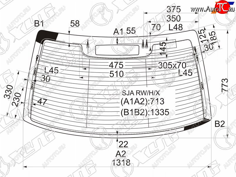 9 549 р. Стекло заднее (Цвет зеленый Обогрев Антенна) Acura RL 04-10  Honda Legend 04-12                   XYG SJA RW/H/X  с доставкой в г. Воронеж
