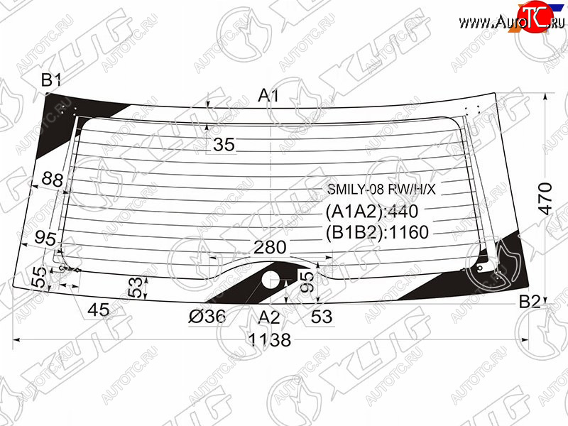13 199 р. Стекло заднее (Цвет зеленый Обогрев) Lifan Smily 10-17 XYG SMILY-08 RW/H/X  с доставкой в г. Воронеж