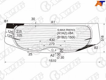 10 549 р. Стекло заднее (Цвет зеленый Обогрев) Ford S-MAX 06-15 XYG S-MAX RW/H/X  с доставкой в г. Воронеж. Увеличить фотографию 1