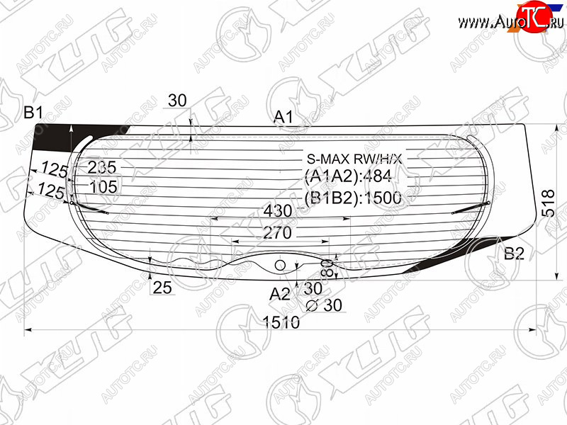 10 549 р. Стекло заднее (Цвет зеленый Обогрев) Ford S-MAX 06-15 XYG S-MAX RW/H/X  с доставкой в г. Воронеж