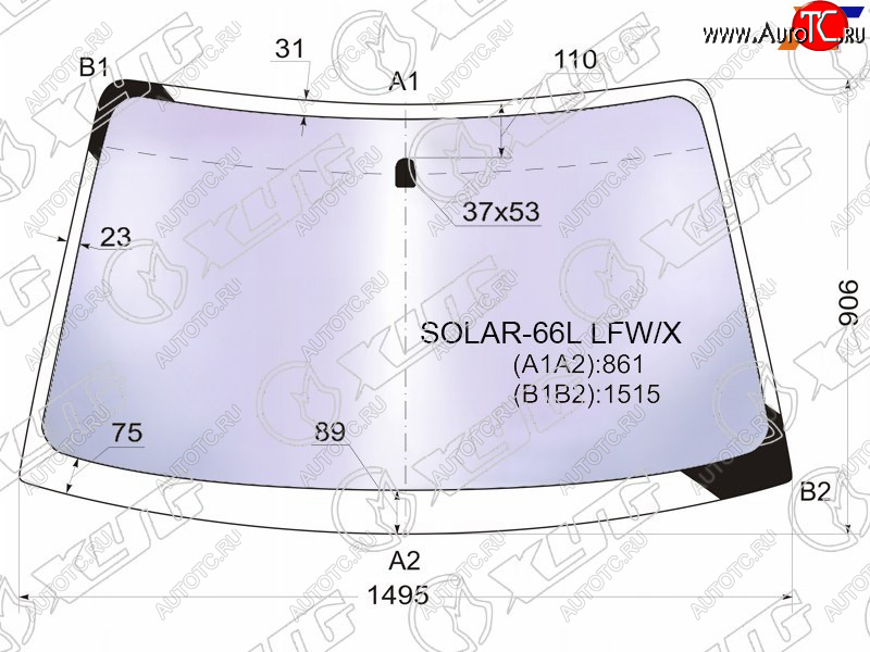 19 699 р. Стекло лобовое (Атермальное) Subaru Legacy 98-03  Outback 98-03  Legacy B4 98-03  Legacy Lancaste XYG SOLAR-66L LFW/X  с доставкой в г. Воронеж