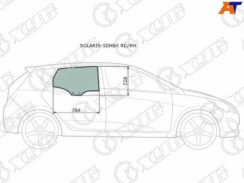 2 699 р. Стекло боковое опускное (Сзади Справа Цвет зеленый) Hyundai Solaris 10-17  Accent 11-17 XYG SOLARIS-5DHBK RD/RH  с доставкой в г. Воронеж. Увеличить фотографию 1