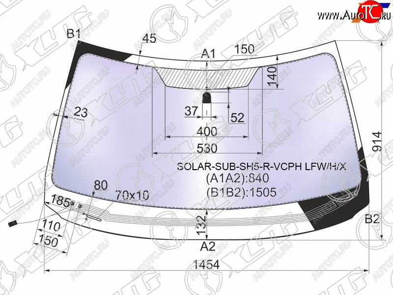 21 549 р. Стекло лобовое атермальное с обогревом щеток SUBARU FORESTER RHD 08-13 (Solar-X защита от ультрафиол XYG SOLAR-SUB-SH5-R-VCPH LFW/H/X  с доставкой в г. Воронеж