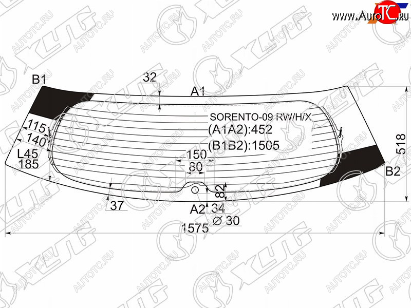 10 549 р. Стекло заднее (Цвет зеленый Обогрев) Kia Sorento 09-13 XYG SORENTO-09 RW/H/X  с доставкой в г. Воронеж
