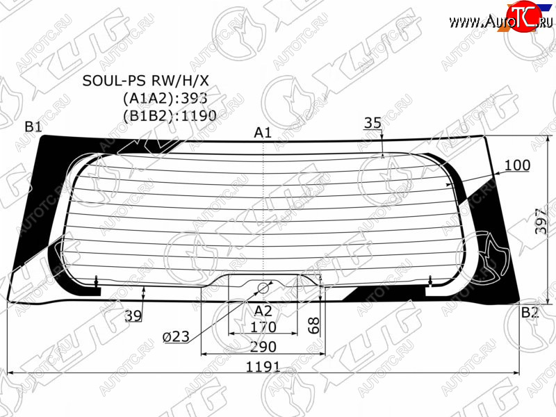 7 299 р. Стекло заднее (Цвет зеленый Обогрев 5D HBK) Kia Soul 13-19 XYG SOUL-PS RW/H/X  с доставкой в г. Воронеж