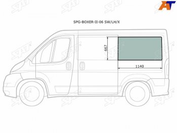 3 199 р. Стекло кузова боковое (не опускное) (Слева Цвет зеленый) Peugeot Boxer 06-  Citroen Jumper 06-  F SAT SPG-BOXER-II-06 SW/LH/X  с доставкой в г. Воронеж. Увеличить фотографию 2