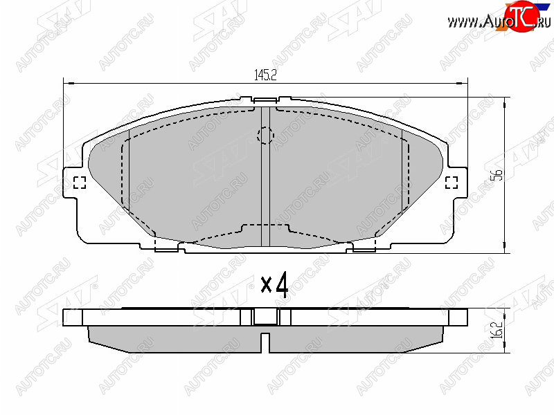 1 039 р. Колодки тормозные перед FL-FR SAT  Toyota Hiace ( Y100,  H200,  H300) - Hiace Regius  с доставкой в г. Воронеж