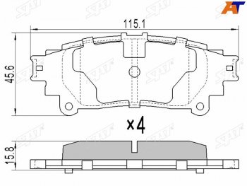 659 р. Колодки тормозные задние RH-LH SAT Lexus RX350 AL10 дорестайлинг (2008-2012)  с доставкой в г. Воронеж. Увеличить фотографию 1