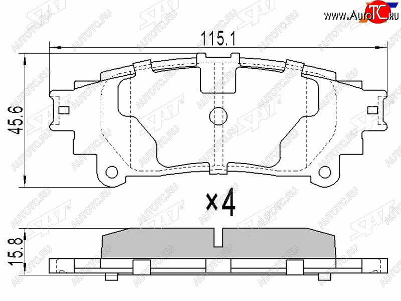 669 р. Колодки тормозные задние RH-LH SAT  Lexus RX350 ( XU30,  AL10,  AL20) (2003-2019), Lexus RX450  AL20 (2015-2019), Toyota Highlander ( XU50,  XU70) (2013-2025)  с доставкой в г. Воронеж