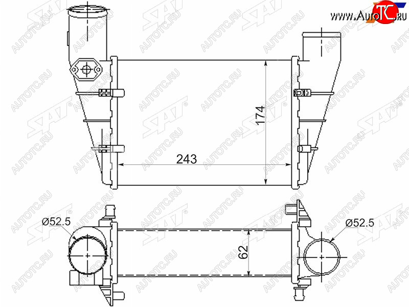 4 199 р. Интеркулер AUDI A4S4 94-98A6 97-04VW PASSAT B5 97-00 SAT ST-058145805G  с доставкой в г. Воронеж