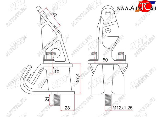 2 259 р. Подушка двигателя RH TOYOTA LITETOWN KR42 98- 7K SAT ST-12301-13160  с доставкой в г. Воронеж