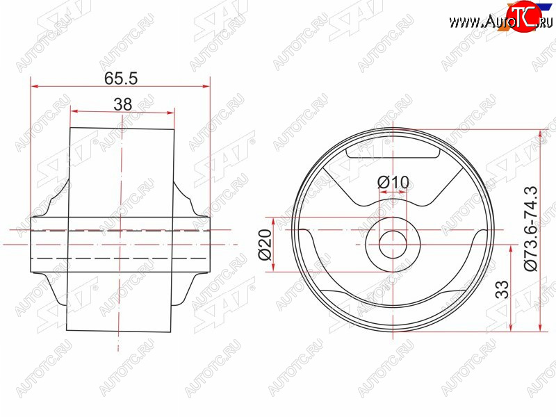 1 069 р. Сайлентблок Toyota Corsa 90-94  Cynos 95-99  Raum 97-03  Starlet 95-99 (Зад Слева) SAT ST-12371-11510C  с доставкой в г. Воронеж
