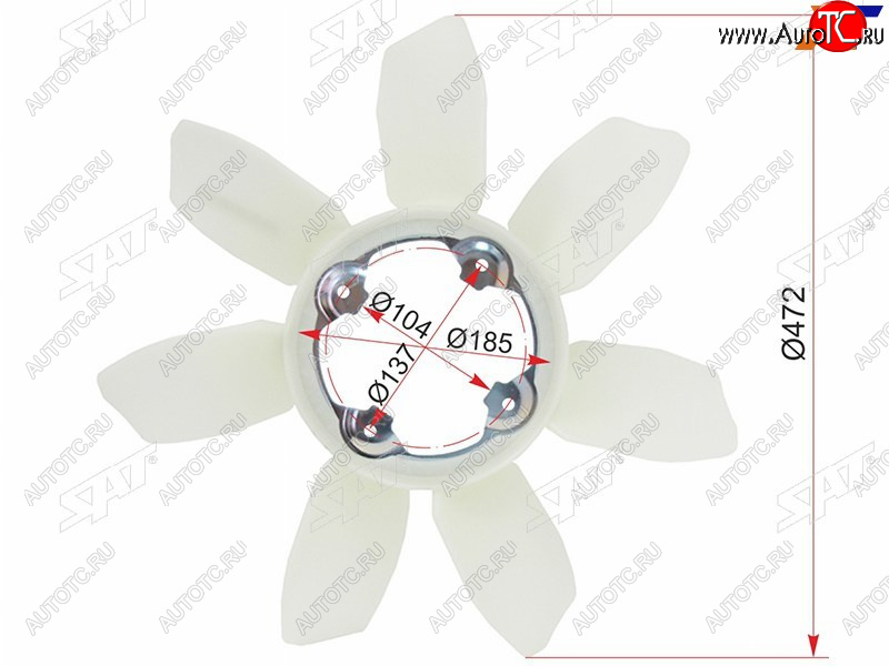3 499 р. Крыльчатка вентилятора TOYOTA LAND CRUISER PRADO 120 SURFFJ CRUISER 5VZ1GR3RZ2TR 02-PRADO 150 SAT ST-16361-31060  с доставкой в г. Воронеж