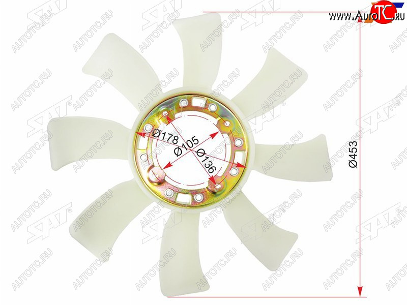 2 249 р. Крыльчатка вентилятора TOYOTA 1HZ,1HD#T SAT ST-16361-17010  с доставкой в г. Воронеж