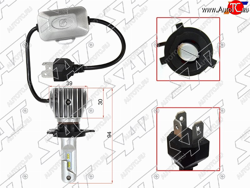 3 079 р. Комплект светодиодных ламп H4 20W3600LM LED SAT ST-175-0068  с доставкой в г. Воронеж