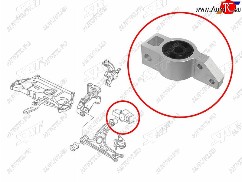 1 169 р. Сайлентблок Audi A3 03-13  Skoda Octavia 04-13  Volkswagen Golf 03-19  Jetta 05-10  Audi S3 08-1 SAT ST-1K0199232J  с доставкой в г. Воронеж