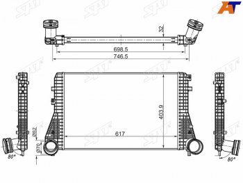7 799 р. Интеркулер VW GOLF 03-PASSAT 05-SKODA OCTAVIA 04-YETI 09-AUDI A3 04-13 SAT ST-1K0145803  с доставкой в г. Воронеж. Увеличить фотографию 1