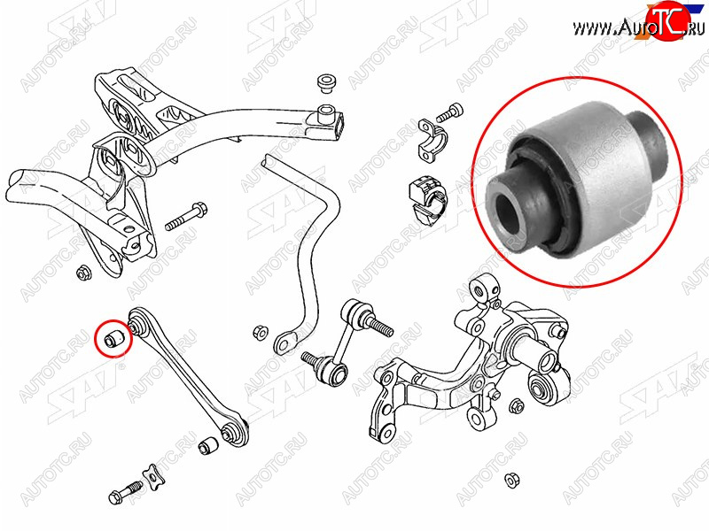 389 р. Сайлентблок Audi A3 03-19  Q3 11-19  Chery Tiggo 4 17-19  Skoda Karoq 17-  Kodiaq 16-22  Octavi SAT ST-1K0501529J-B1  с доставкой в г. Воронеж