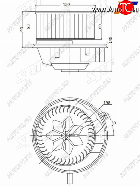 7 299 р. Мотор отопителя салона Audi A3 03-13  Q3 11-19  Skoda Octavia 04-13  Volkswagen Golf 03-19  Jett SAT ST-1K1820015L  с доставкой в г. Воронеж
