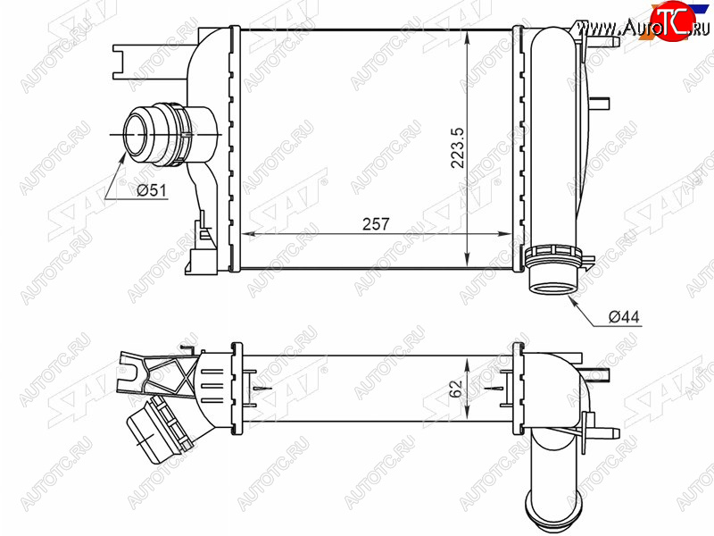 6 299 р. Интеркулер RENAULT DUSTER 1,5DARKANA 1,3 19- SAT ST-211-0015  с доставкой в г. Воронеж