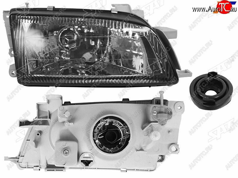 2 349 р. Фара правая (чёрный хрусталь) SAT Toyota Carina E T190 седан дорестайлинг (1992-1996)  с доставкой в г. Воронеж