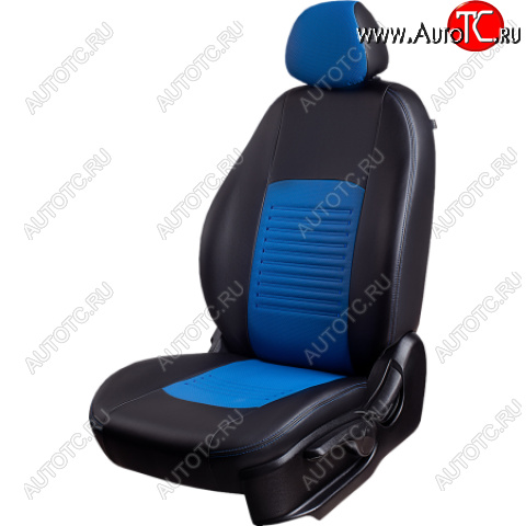 9 449 р. Комплект чехлов для сидений, (РЗСиС 60/40 Илана+Орегон) ТУРИН Lord Autofashion Chevrolet Niva 2123 дорестайлинг (2002-2008) (черный, вставка синяя, строчка синяя)  с доставкой в г. Воронеж