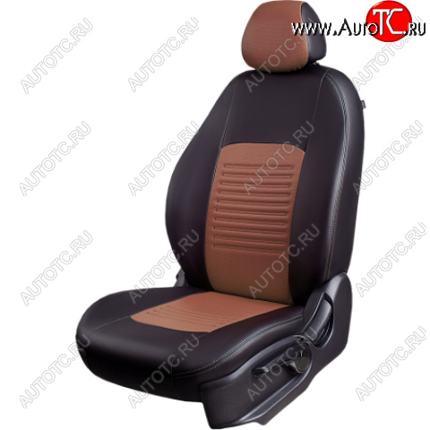9 449 р. Комплект чехлов для сидений, (РЗСиС 60/40 Илана+Орегон) ТУРИН Lord Autofashion Chevrolet Niva 2123 дорестайлинг (2002-2008) (черный, втсавка темно-коричневая/беж, строчка темно-коричневая)  с доставкой в г. Воронеж