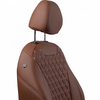 18 349 р. Комплект чехлов для сидений (РЗСиС 60/40 2Г Орегон) БАЙРОН Lord Autofashion   Chevrolet Niva  2123 (2009-2020) рестайлинг (темно-коричневый, вставка темно-коричневая, строчка коричневая)  с доставкой в г. Воронеж. Увеличить фотографию 2