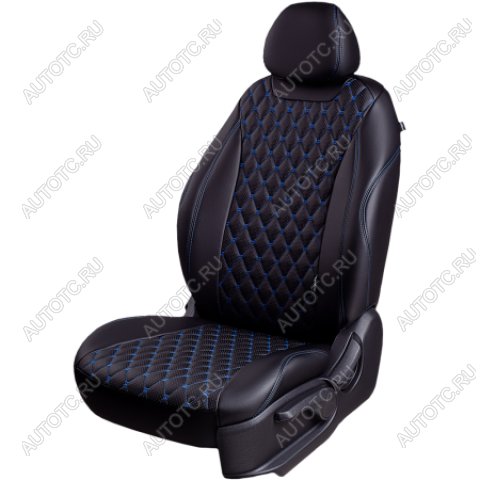 13 949 р. Комплект чехлов для сидений (РЗСиС 60/40 2Г Орегон) БАЙРОН Lord Autofashion   Chevrolet Niva  2123 (2009-2020) рестайлинг (черный, вставка черная, строчка синяя)  с доставкой в г. Воронеж