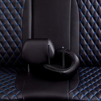 13 949 р. Комплект чехлов для сидений (РЗСиС 60/40 2Г Орегон) БАЙРОН Lord Autofashion   Chevrolet Niva  2123 (2009-2020) рестайлинг (черный, вставка черная, строчка синяя)  с доставкой в г. Воронеж. Увеличить фотографию 8