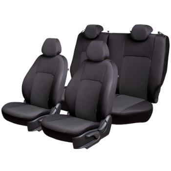 3 799 р. Комплект чехлов для сидений (1+2 мес. Жаккард) ДУБЛИН Lord Autofashion Peugeot Boxer 290 (2014-2025) (черный, вставка Ёж белый)  с доставкой в г. Воронеж. Увеличить фотографию 6