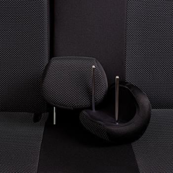 3 799 р. Комплект чехлов для сидений (1+2 мес. Жаккард) ДУБЛИН Lord Autofashion Peugeot Boxer 290 (2014-2025) (черный, вставка Ёж белый)  с доставкой в г. Воронеж. Увеличить фотографию 7