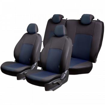 5 399 р. Комплект чехлов для сидений (РЗСиС 60/40 2Г Жаккард) ДУБЛИН Lord Autofashion  Лада Гранта Кросс  2194 (2018-2025) (черный, вставка Ёж синяя)  с доставкой в г. Воронеж. Увеличить фотографию 3