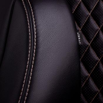 10 449 р. Комплект чехлов для сидений (к.Style Ambition РЗС 40/20/40П иС 60/40 3Г Илана+Орегон) ТУРИН ст РОМБ Lord Autofashion  Skoda Kodiaq  NU7 (2017-2021) дорестайлинг (черный, вставка черная+бежевая, строчка бежевая)  с доставкой в г. Воронеж. Увеличить фотографию 8
