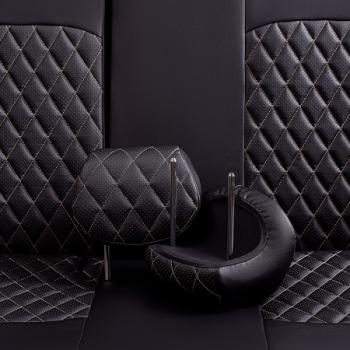 10 449 р. Комплект чехлов для сидений (к.Style Ambition РЗС 40/20/40П иС 60/40 3Г Илана+Орегон) ТУРИН ст РОМБ Lord Autofashion  Skoda Kodiaq  NU7 (2017-2021) дорестайлинг (черный, вставка черная+бежевая, строчка бежевая)  с доставкой в г. Воронеж. Увеличить фотографию 7