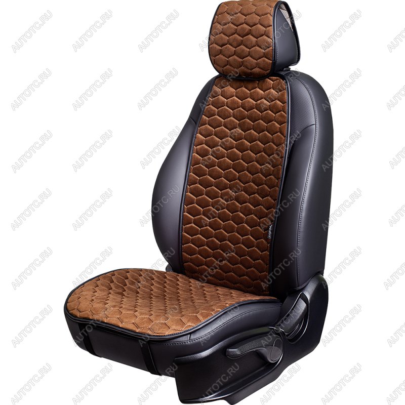 2 199 р. Накидка на сиденье (1 место Афины) МОНРО ст СОТА Lord Autofashion   (коричневый, строчка бежевая)  с доставкой в г. Воронеж