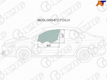 2 569 р. Стекло боковое опускное (Спереди Слева Цвет зеленый) Skoda Rapid 20-  Volkswagen Polo 09-20 XYG 8603LGNS4FD FD/LH  с доставкой в г. Воронеж. Увеличить фотографию 1
