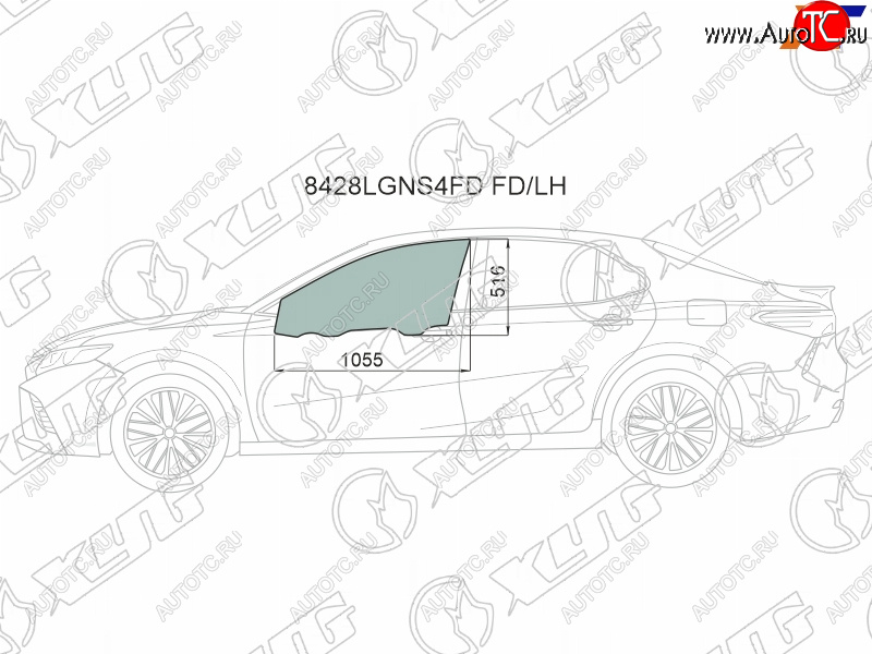 3 399 р. Стекло боковое опускное (Спереди Слева Цвет зеленый Крепления) Toyota Camry (XV70) 17-21  Camry XYG 8428LGNS4FD FD/LH  с доставкой в г. Воронеж