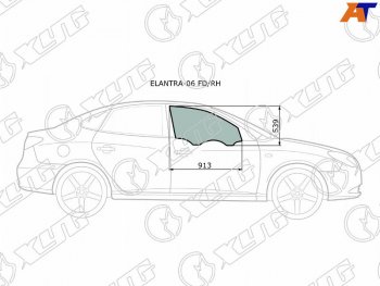 2 599 р. Стекло боковое опускное (Спереди Справа Цвет зеленый) Hyundai Elantra 06-12  Avante 06-11 XYG ELANTRA-06 FD/RH  с доставкой в г. Воронеж. Увеличить фотографию 1