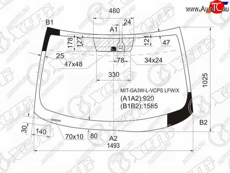 7 699 р. Стекло лобовое (Датчик дождя) Mitsubishi ASX 10-16  Citroen C4 Aircross 12-16  Peugeot 4008 12-15 XYG MIT-GA3W-L-VCPS LFW/X  с доставкой в г. Воронеж