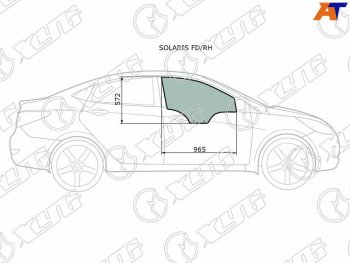 2 499 р. Стекло боковое опускное (Спереди Справа Цвет зеленый) Hyundai Solaris 10-17  Kia Rio 11-17  Hyun XYG SOLARIS FD/RH  с доставкой в г. Воронеж. Увеличить фотографию 1