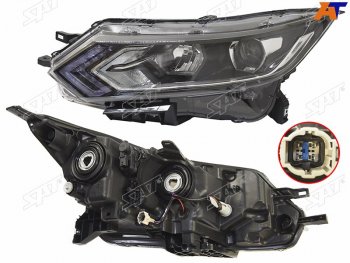 9 849 р. Фара левая ( галоген, LED) SAT  Nissan Qashqai  2 (2017-2022) J11 рестайлинг  с доставкой в г. Воронеж. Увеличить фотографию 2