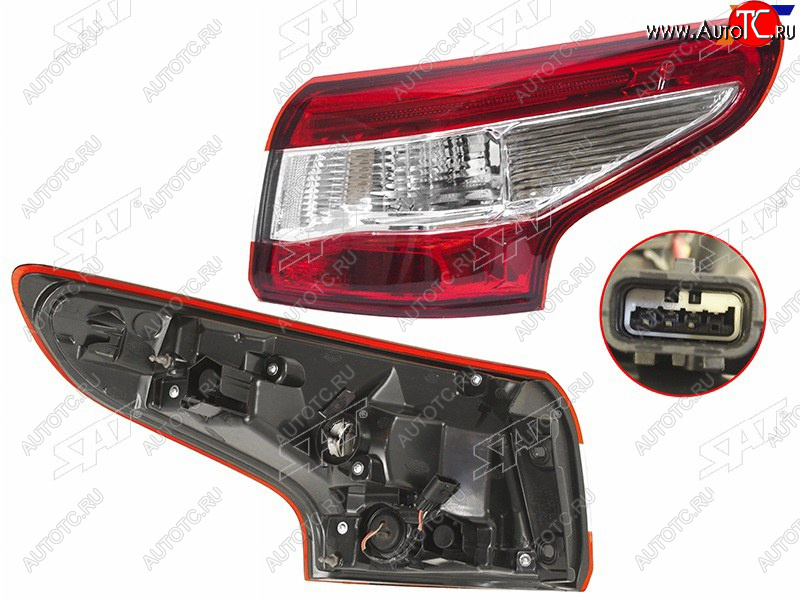 3 499 р. Фонарь задний правый (внешний) SAT  Nissan Qashqai  2 (2013-2019) J11 дорестайлинг  с доставкой в г. Воронеж