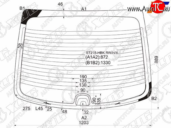 9 549 р. Стекло заднее (Цвет зеленый Обогрев) Toyota Avensis (T220) 97-03 XYG ST215-HBK RW/H/X  с доставкой в г. Воронеж