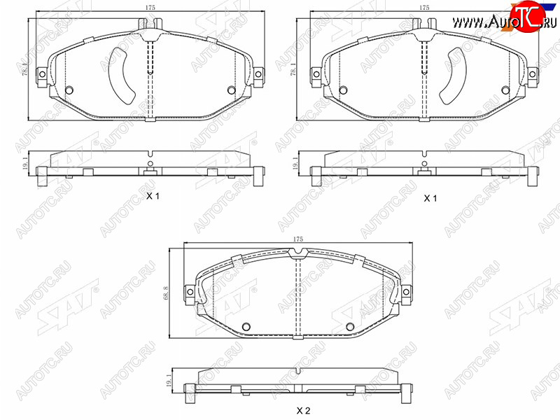 1 499 р. Колодки тормозные перед FL-FR SAT  Mercedes-Benz C-Class  W205 - E-Class  S213  с доставкой в г. Воронеж