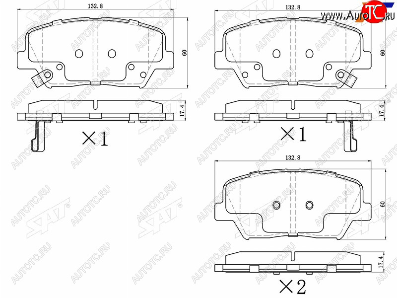 1 029 р. Колодки тормозные передние FR-FL SAT   Hyundai Creta ( GS,  SU) (2015-2022), Hyundai Santa Fe ( DM,  TM) (2012-2022), KIA Carens  RP (2013-2019), KIA Sorento  XM (2012-2015)  с доставкой в г. Воронеж